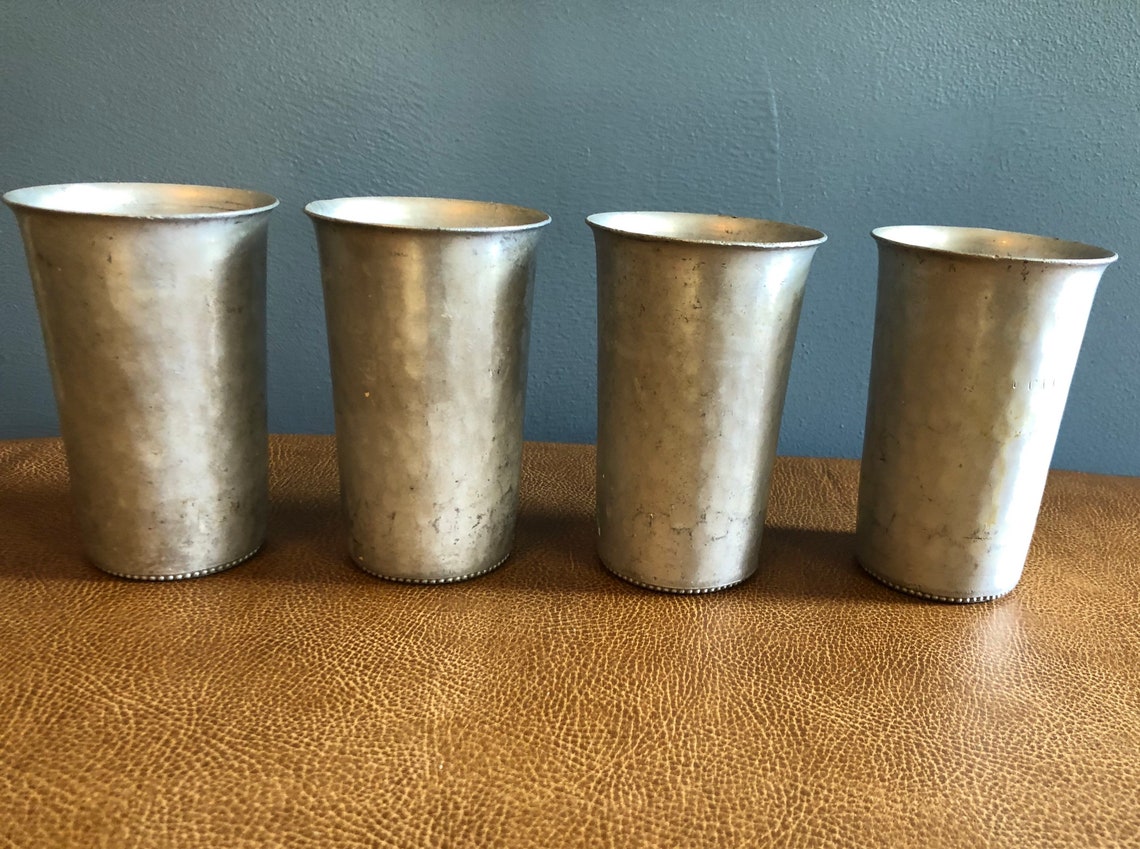 Vintage metal cups vases set of 4 Buenilum hand hammered Etsy