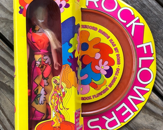 Vintage Mattel Doll Toy, Rock Flowers Heather, Record Player Doll, Collectible Toys, 1970s