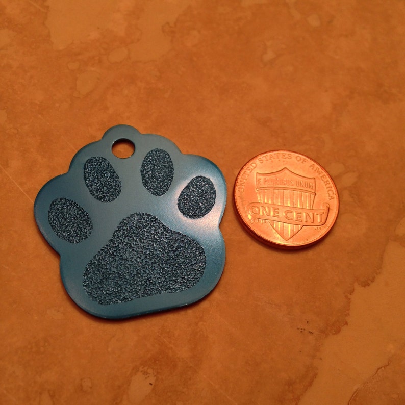 Engraved LARGE Paw Print Dog Tag Personalized Dog Tag Etsy