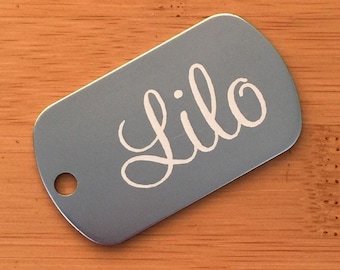 Dog Tag: Classic GI Style - Engraved Aluminum Pet ID