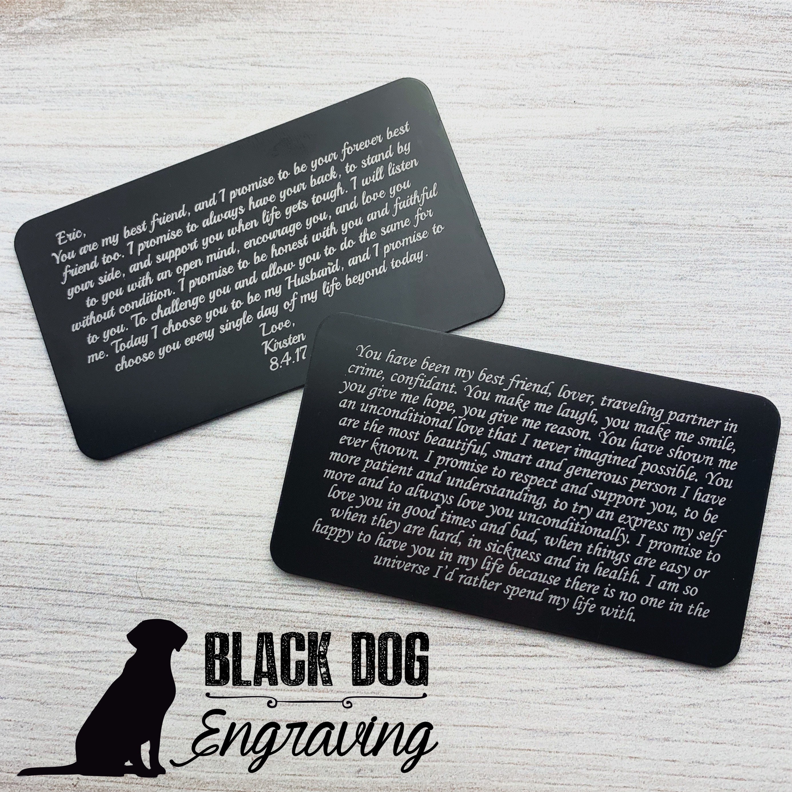 Personalized Wedding Vows Wallet Card - Engraved Wallet Note Card - K…