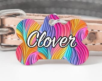 Vibrant Metal Dog Bone Tag - Ink Infused, Comfortable Fit