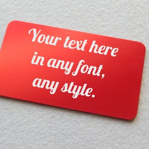 Personalized Engraved Aluminum Wallet Card Message Card Metal Note Card ...