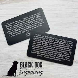 Personalized Wedding Vows Card: Engraved Metal Wallet Keepsake