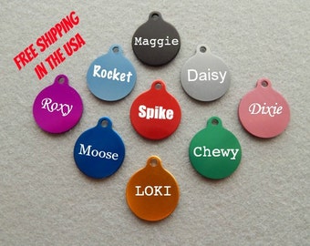 EXTRA SMALL Round with Tab Dog or Cat Pet ID Tag - Personalized Pet Tag for Puppies or Kittens - Little Pet Tag