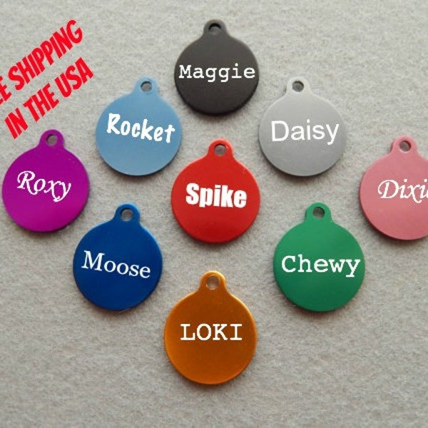 EXTRA SMALL Round with Tab Dog or Cat Pet ID Tag - Personalized Pet Tag for Puppies or Kittens - Little Pet Tag