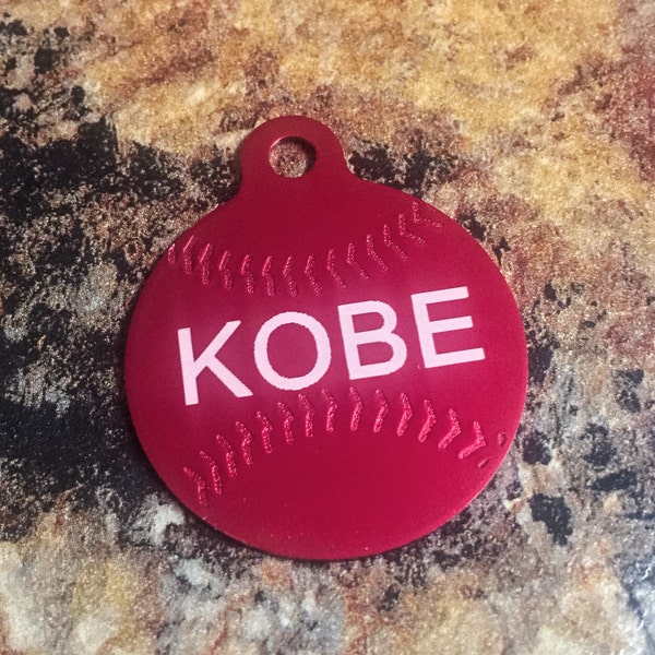 Engraved Baseball Pet Tag, Personalized Dog Tag