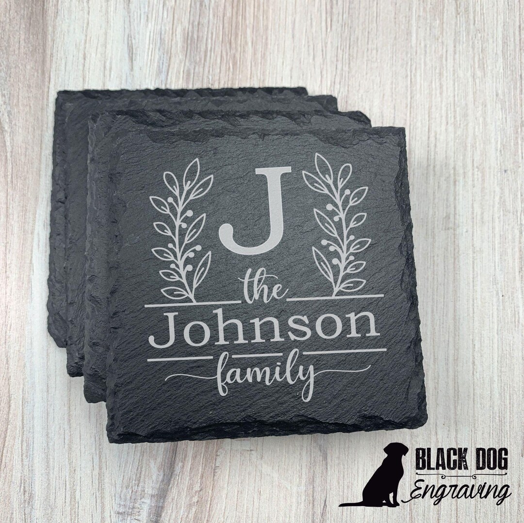 Family Name Personalized Slate Stone Coasters - SET of FOUR - Etsy