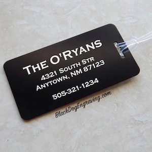 Travel Metal Luggage Tag, Personalized Engraved (Double-Sided, Aluminum)