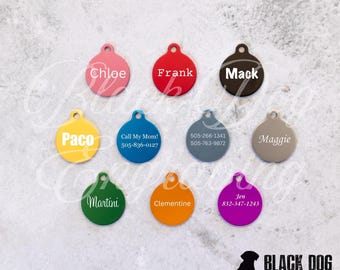 EXTRA SMALL Round with Tab Dog or Cat Pet ID Tag - Personalized Pet Tag for Puppies or Kittens - Little Pet Tag