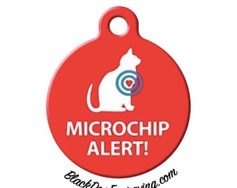 Microchipped Cat Engraved Pet ID Tag