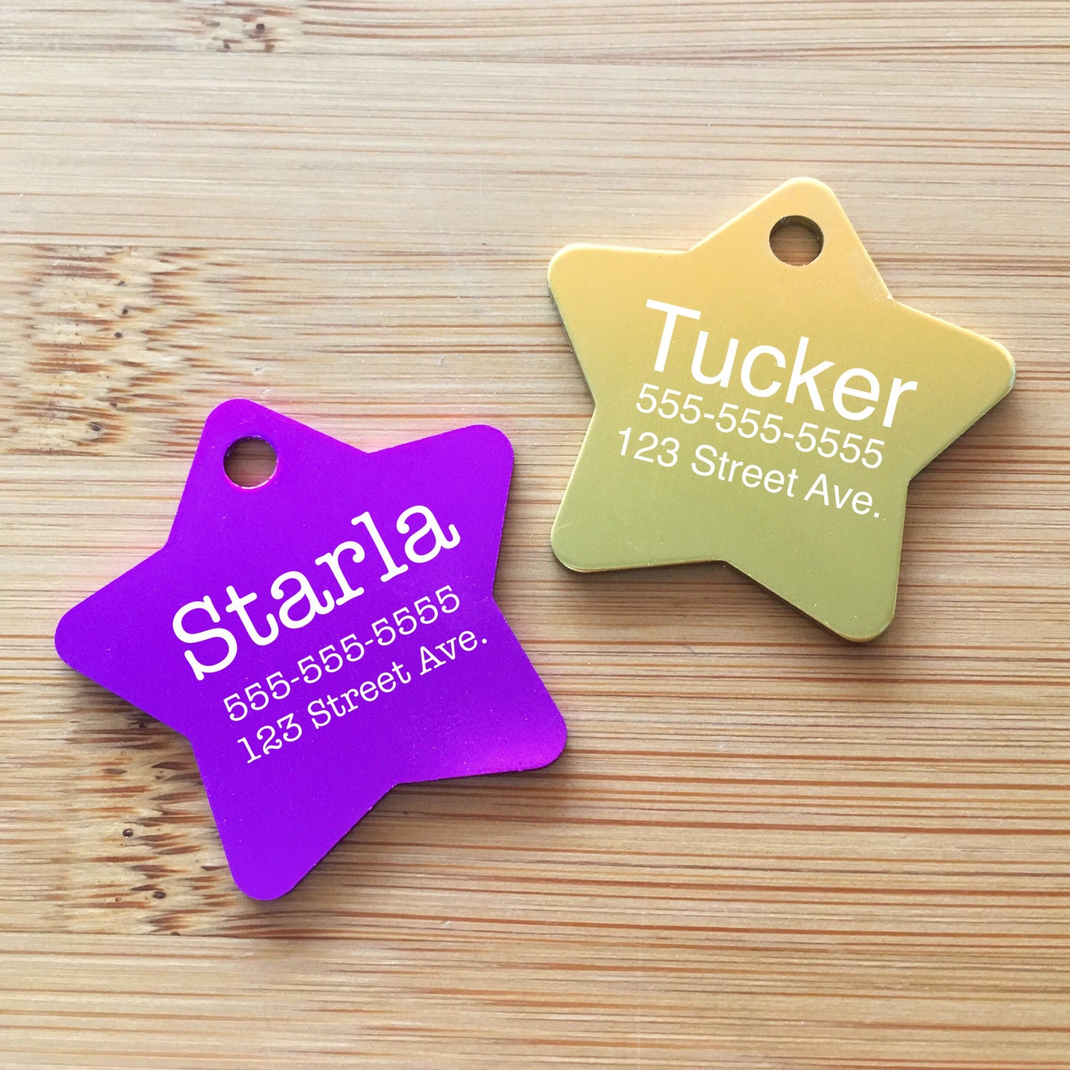 Large Personalized Star Dog or Cat Tag - Engraved Star Shaped Pet Tag
