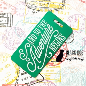 And So The Adventure Begins Personalized Aluminum Luggage Tag - Custom Metal Bag Tag