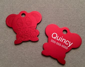 Laser Engraved Mouse Cat Tag - Engraved Cat Tag