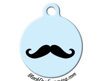 Personalized Moustache Engraved Pet ID Tag