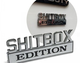 SHITBOX EDITION PAIR CAR EMBLEMS Chrome Metal Badges suit CHEVY or FORD *NEW* SHITBOX EDITION PAIR CAR EMBLEMS Chrome Metal Badges suit CHEVY or FORD *NEW*