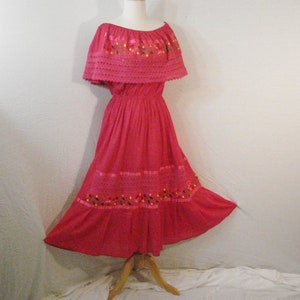 Cotton Embroidered Fiesta Dress Bohemian Gypsy Embroidered ML image 1