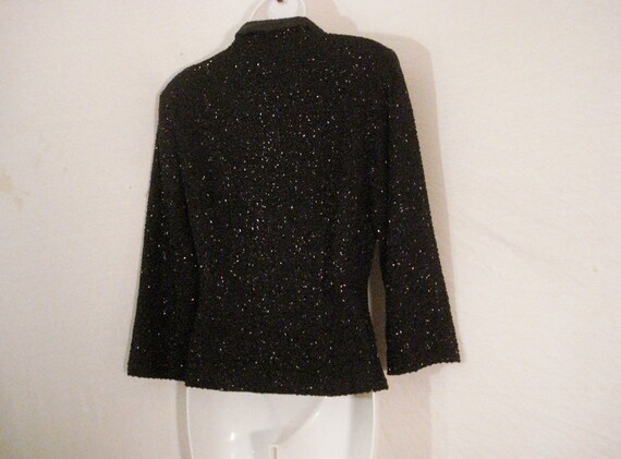 Black Beaded JKARA Blouse Glam Edgy Formal / Even… - image 10