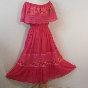 Cotton Embroidered Fiesta Dress Bohemian Gypsy Embroidered ML image 2
