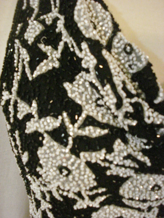 Formal Silk Beaded Top Black & White Silk by Ceci… - image 4