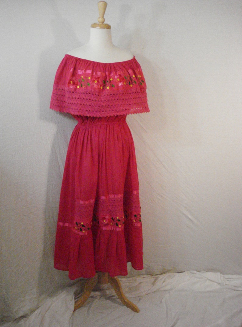 Cotton Embroidered Fiesta Dress Bohemian Gypsy Embroidered ML image 10