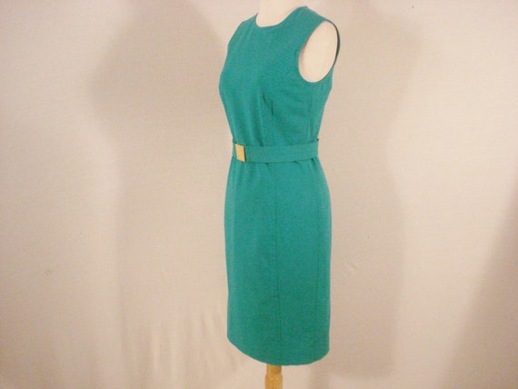 Calvin Klein Teal Fitted Dress with Belt Vintage … - image 4