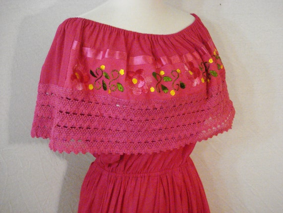 Cotton Embroidered Fiesta Dress Bohemian Gypsy Em… - image 3
