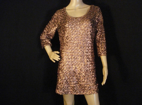 copper sequin dress