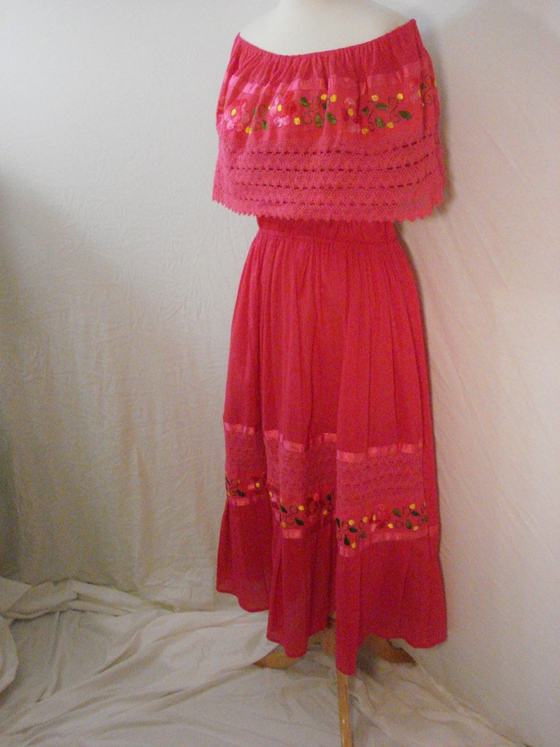 Cotton Embroidered Fiesta Dress Bohemian Gypsy Embroidered ML image 7