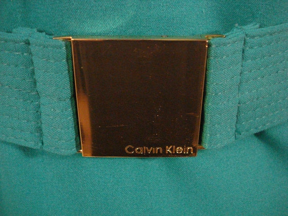 Calvin Klein Teal Fitted Dress with Belt Vintage … - image 5