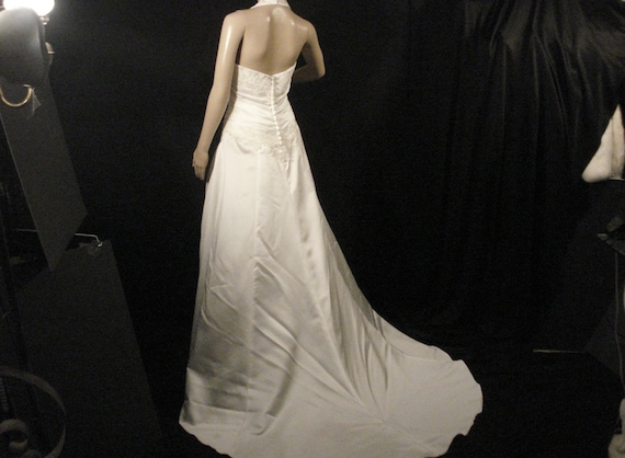 Davids Bridal White Wedding Gown Train Bustle Ruc… - image 1