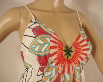 Summer Dress SAKS FIFTH Avenue Bold Print Cotton Dress Midi ( M )