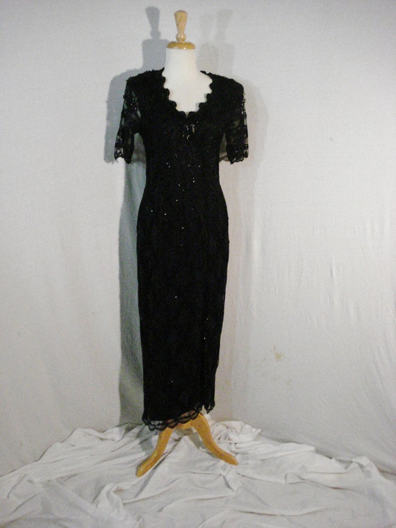Retro Dark Brown Sleeveless Satin Sequin Beaded Long Evening Dress Birthday Dress