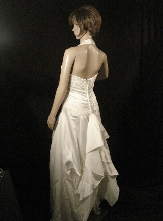 Davids Bridal White Wedding Gown Train Bustle Ruc… - image 4