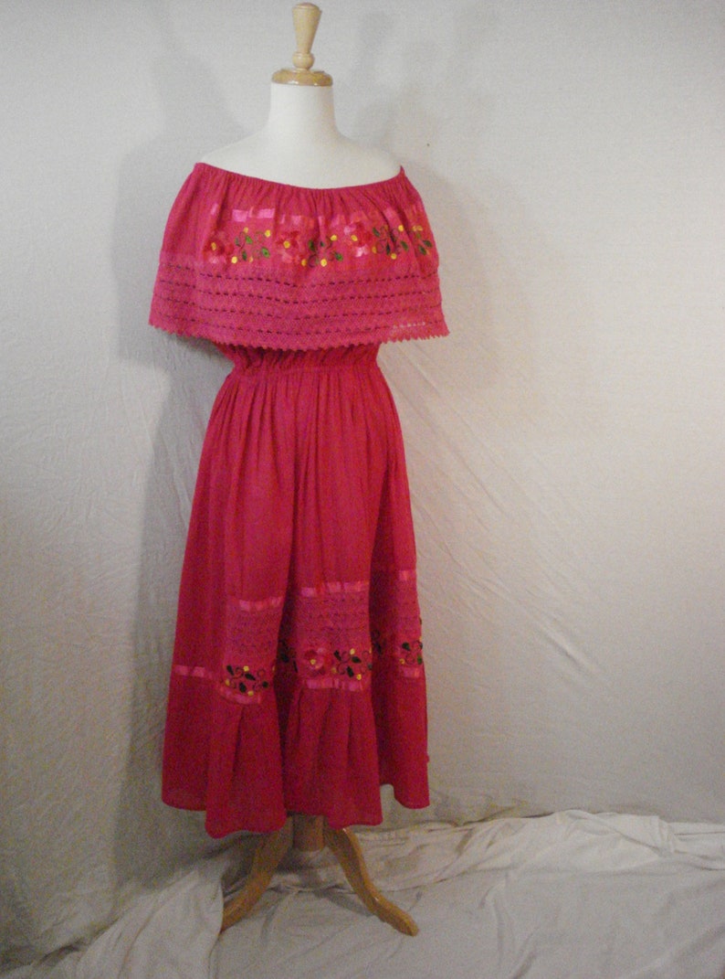 Cotton Embroidered Fiesta Dress Bohemian Gypsy Embroidered ML image 6