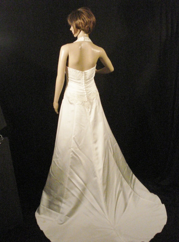 Davids Bridal White Wedding Gown Train Bustle Ruc… - image 3
