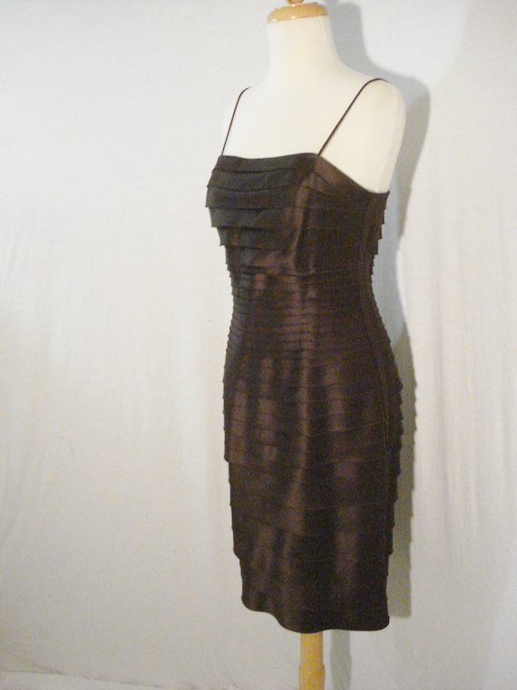 Brown Formal Dress with Shawl Wrap Glam Evening W… - image 2