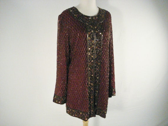 Silk Beaded Plum Colored Jkara New York Made in India Mini Dress Special Occasion Size M Etsy