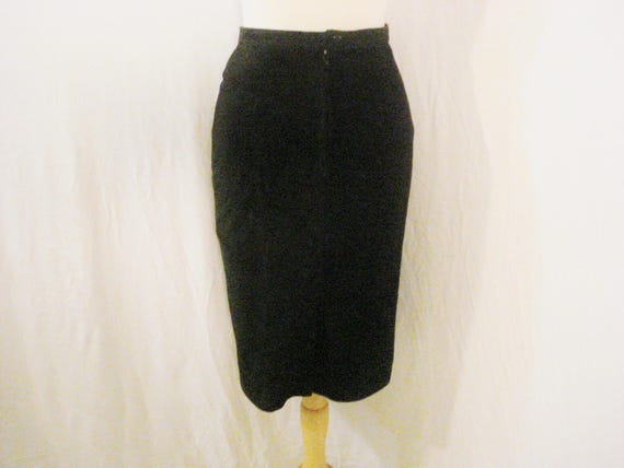 Black Lamb Suede Leather Skirt Marc Laurent Paris… - image 5