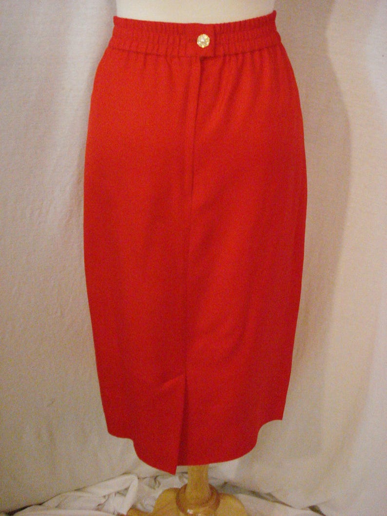 Red Silk Suit Peplum Jacket Pencil Skirt Char Formal Evening Wear Rhinestones buttons 10 M