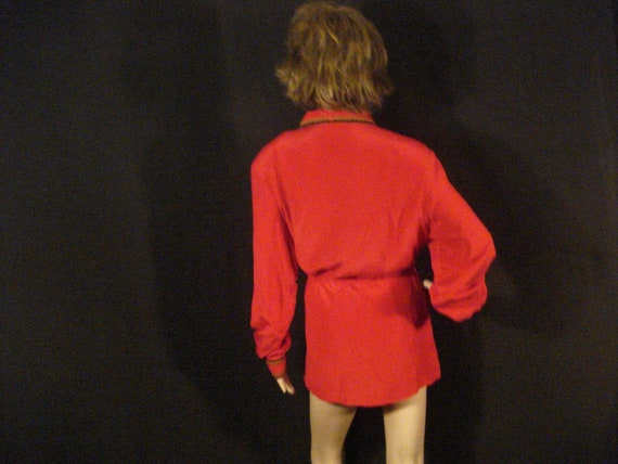 Red Silk Bob Makie Wearable Art Jacket Embroidere… - image 6