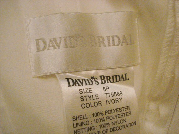 Davids Bridal White Wedding Gown Train Bustle Ruc… - image 7