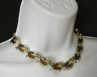 Antique Necklace Vintage 40s 50s Adjustable Chocker style Topaz and Brown stones