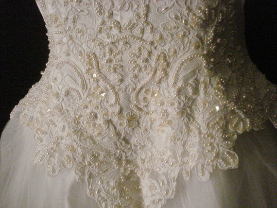 Empire Long Tulle Gown with Sweetheart Neck White