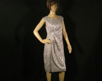 Silver Matellic Wrap Dress Cocktail Party Dress Size 6