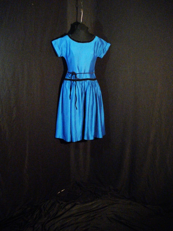 Vintage 50s Dress Royal Blue Teena Paige Rockabill