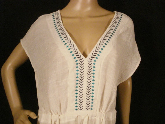 White cotton Gauze Tunic Top Boho Hippie Embroide… - image 9