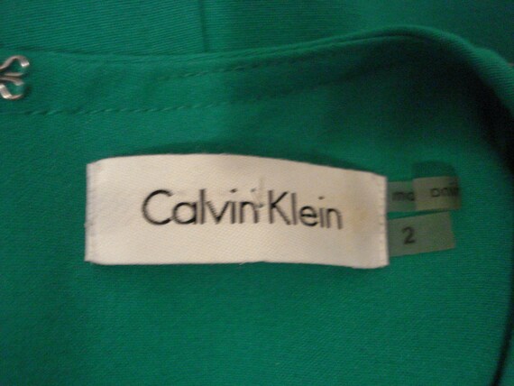 Calvin Klein Teal Fitted Dress with Belt Vintage … - image 3