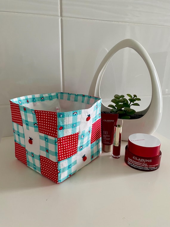 Aufbewahrungskorb Bestickter Patchwork-Stoffkorb