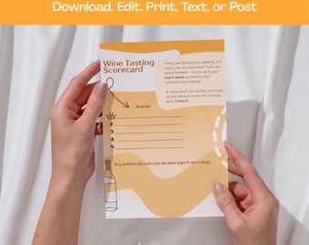 Editable Party Scorecard | Bright & Fun Wine Tasting | Bridal, Food, Dessert, Cocktail, and more | Digital Download for Any Occasion